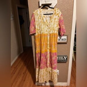 Oh My Stars Layerz Clothing Chandler Dress Yellow Floral Maxi Size 2Xl NWT